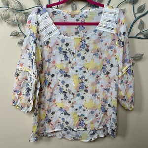 Hope & Harlow abstract print 3/4 sleeve top Medium
